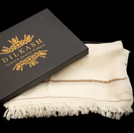 Men's Wool Shawl in White