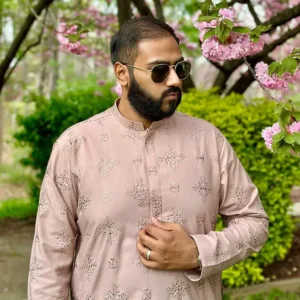 Embroidered Peach Kurta Suit