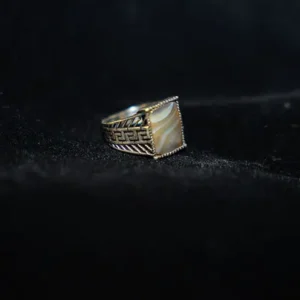 Brown with white lines Stone set in 925 silver