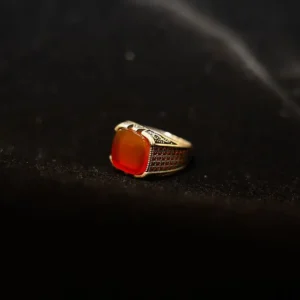 Red Stone with gems in 925 silver