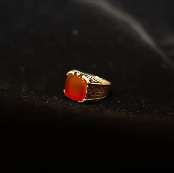 Red Stone with gems in 925 silver