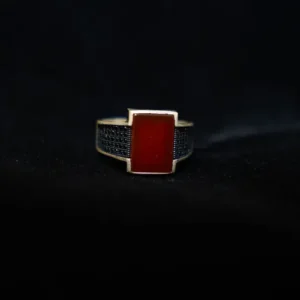 Red Stone with Gems set in 925 silver