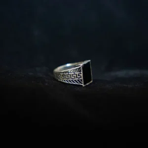 Black stone set in 925 silver