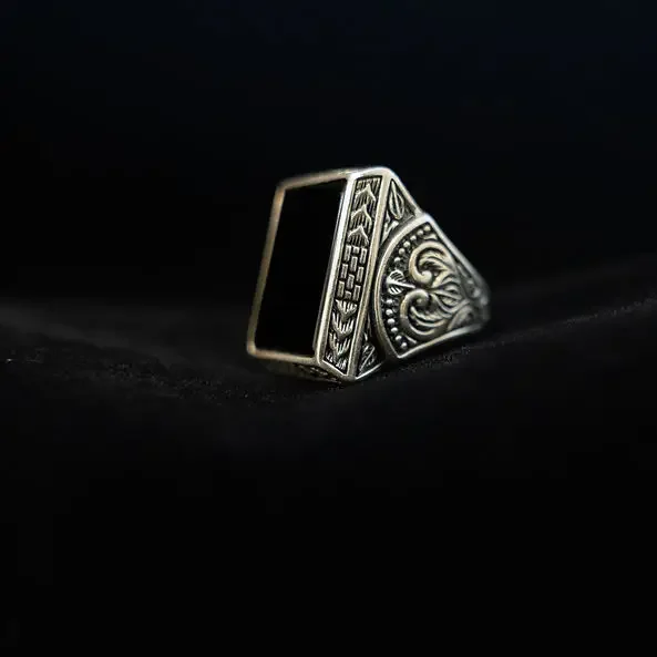 Black Large Rectangular Ring