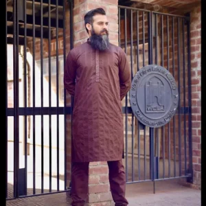 Embroidered Chocolate Brown Kurta Suit