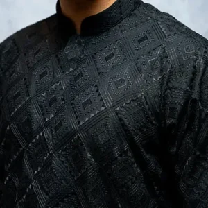 Black Embroidered Suit with Slim Pants