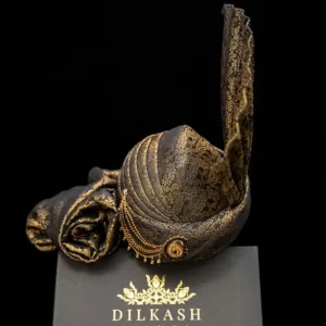 Men's Wedding Kulla (Royal Hat) in Champagne and Gold