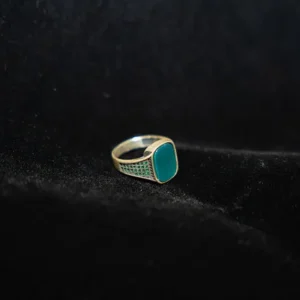 Green Stone with Gems set in 925 silver