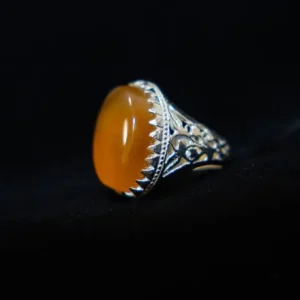 Genuine Yellow Agate Stone in Pure Silver