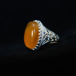 Genuine Yellow Agate Stone in Pure Silver