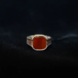 Red Stone with Gems set in 925 silver