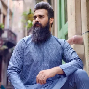 Embroidered Steel Grey Kurta Suit