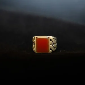 Red Square Stone set in 925 silver