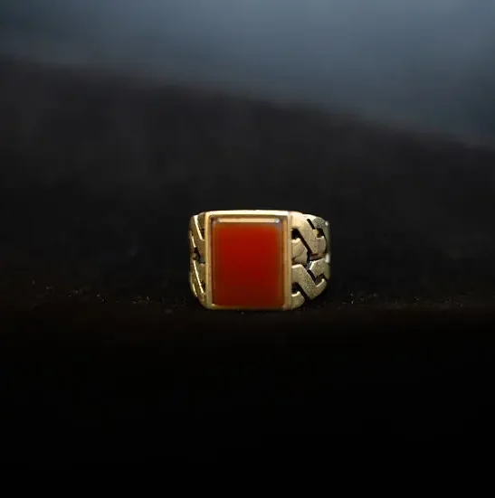 Red Square Stone set in 925 silver