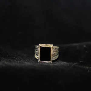 Black Rectangular Stone set in 925 silver