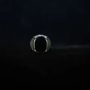 Black Oval Stone set in 925 silver