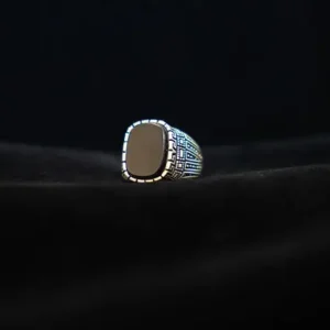 Black Rounded Stone in 925 silver