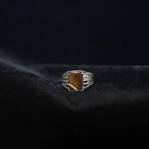 Brown Stone with White line in 925 silver