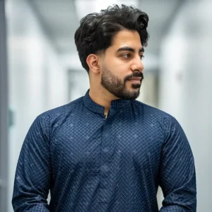Embroidered Navy Kurta Suit