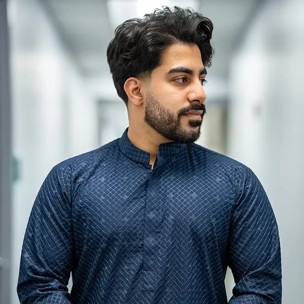 Embroidered Navy Kurta Suit